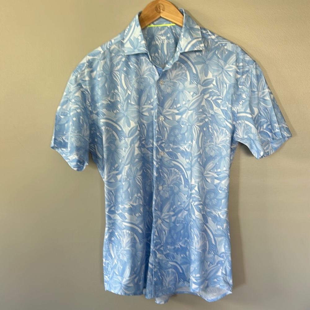 Bertigo‎ Men’s Tropical Hawaiian Button Down Short Sleeve Shirt Sz M